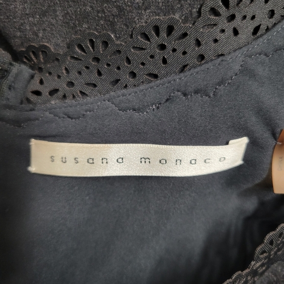 Susana Monaco Black Laser Trim Fit And Flare Dress - Picture 8 of 9